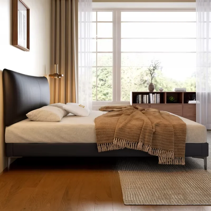 Headboard Leather Bed Narrow Height Adjustable Italian Minimalist King Beds Double Storage Hotel Cama De Casal Home Furniture