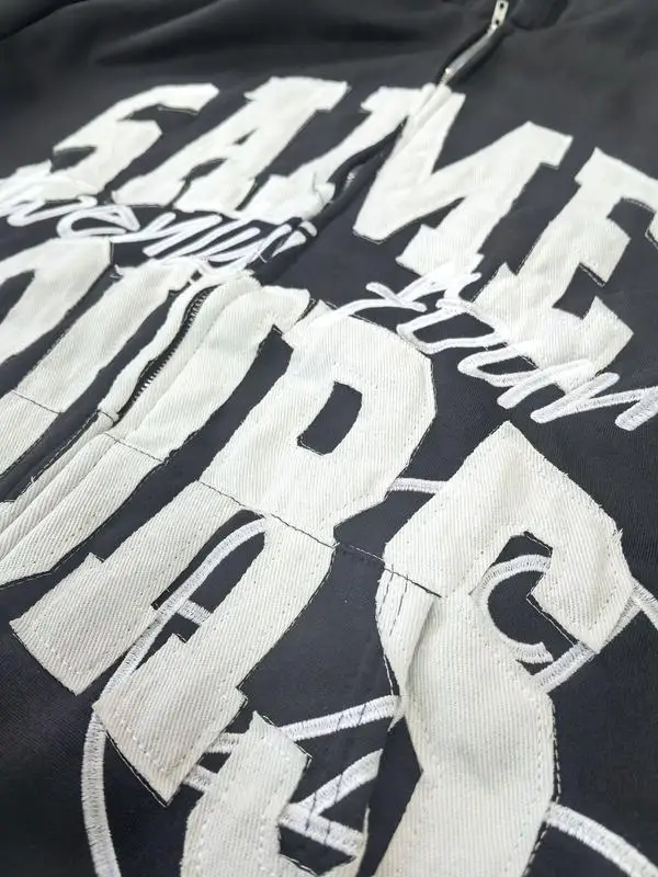 Lettering Embroidered Crew Neck Hoodie "Same Hours" Pattern Sweatshirt, Harajuku Goth Style, Unisex Streetwear