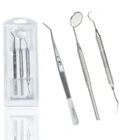 Dental Calculus Remover Tools 3Pcs Stainless Steel Tartar Plaque Scraper Teeth Cleaning Set for Oral Hygiene Care