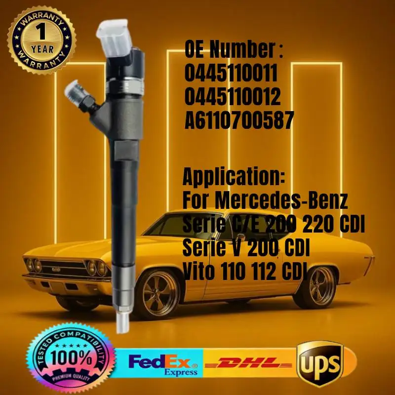 0445110011 0445110012 A6110700587 Common Rail Fuel Injector for Mercedes-Benz Serie C/E 200 220  Serie V 200 220  Vito 110 CDI