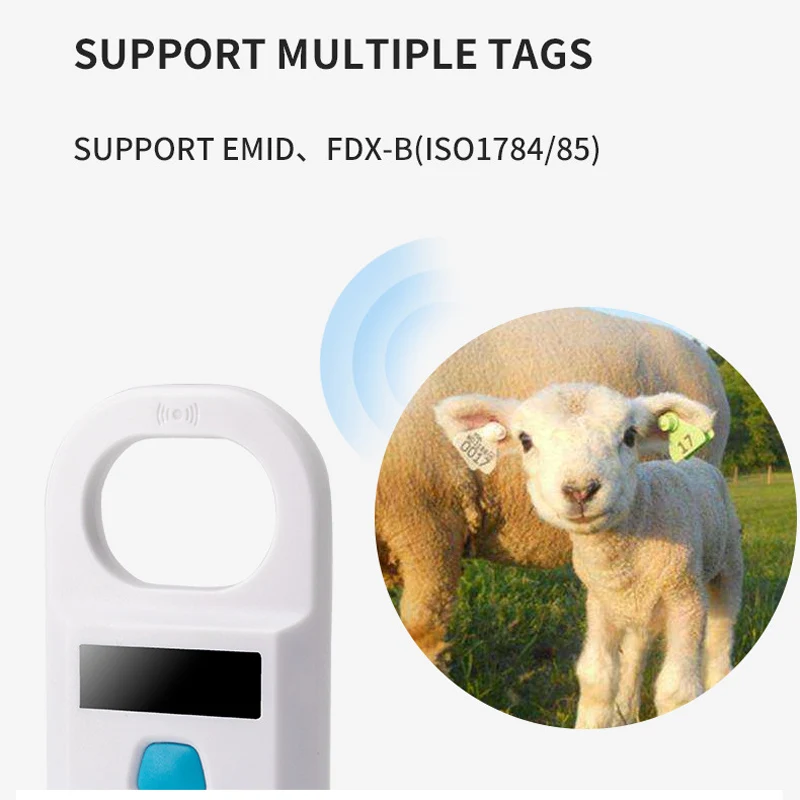 Portable Animal Tag Reader RFID 134.2Khz/125Khz EMID Pet Chip Scanner USB 128 Datas Storage Capacity Pet Microchip Reader