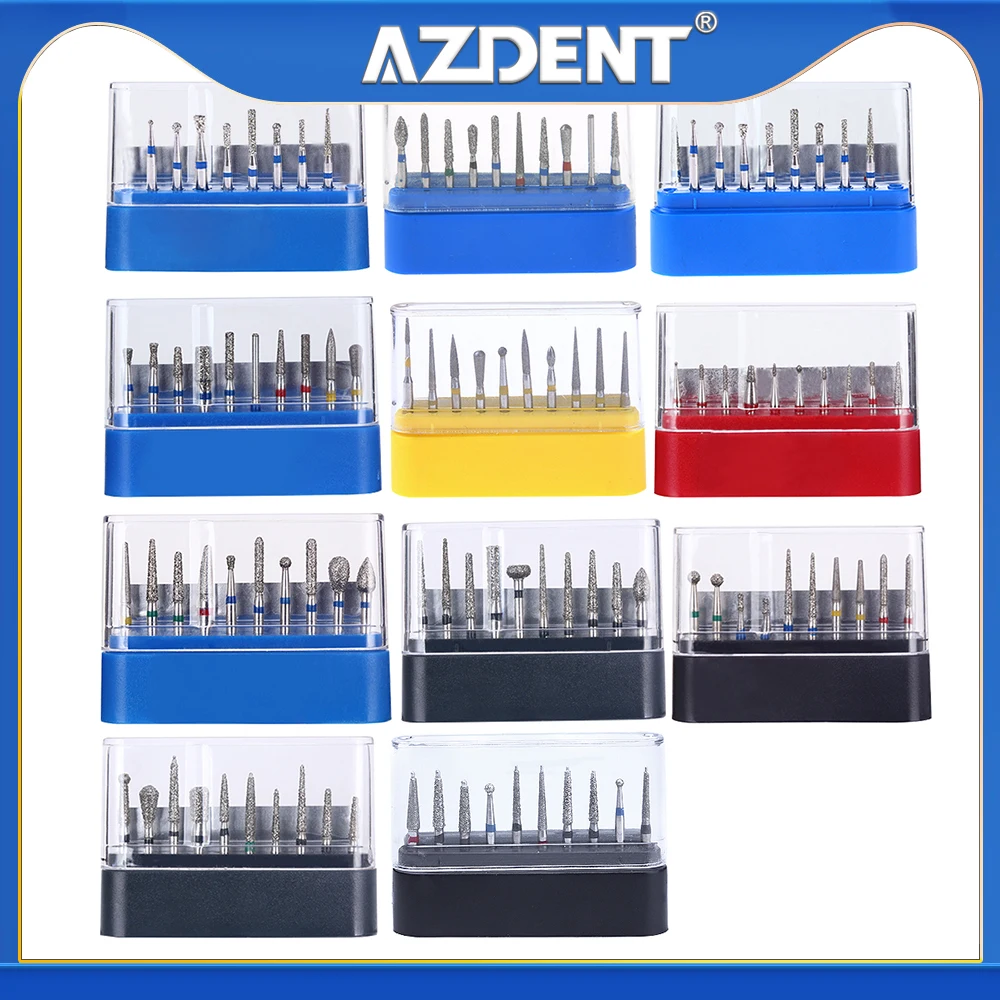 Azdent-Kit de fresa de diamante DENTAL con caja de almacenamiento, varias funciones opcionales, apto para pieza de mano de alta velocidad, 1 CAJA