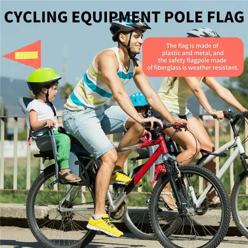 B68A 2 Set Bike Safety Flag With Fiberglass Pole Mounting Bracket,Adjustable Length,Durable Outdoor Play Safety Sign