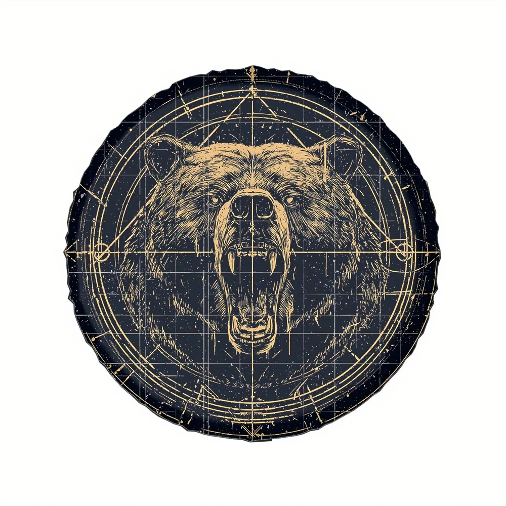 Retro Rune Bear Roar Pattern Protective Armor, Suitable For Tough Vehicles, Vintage Cars, Muscle Cars, And Light Commercial Vehi