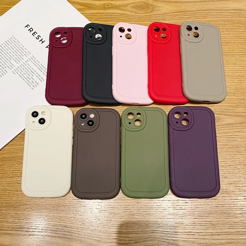 Candy Color Silicone Shockproof Case For iPhone 11 12 13 14 15 Pro Max X XR XS Max 7 8Plus Camera Protection Soft TPU Back Cover