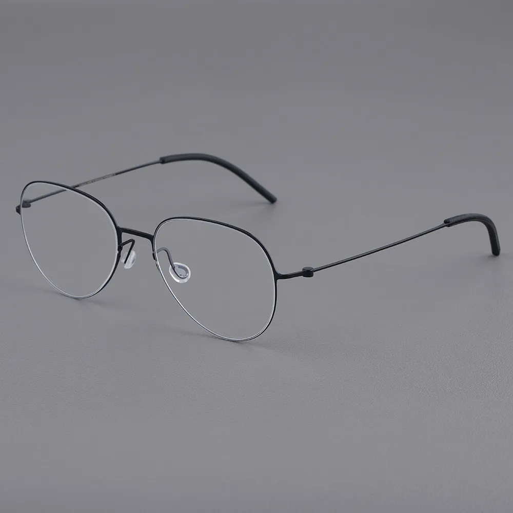 Denmark Pure Titanium Eyeglasses Optical Oval Round Myopia Graduation Glasses Frame Ultralight Screwless Prescription Spectacles