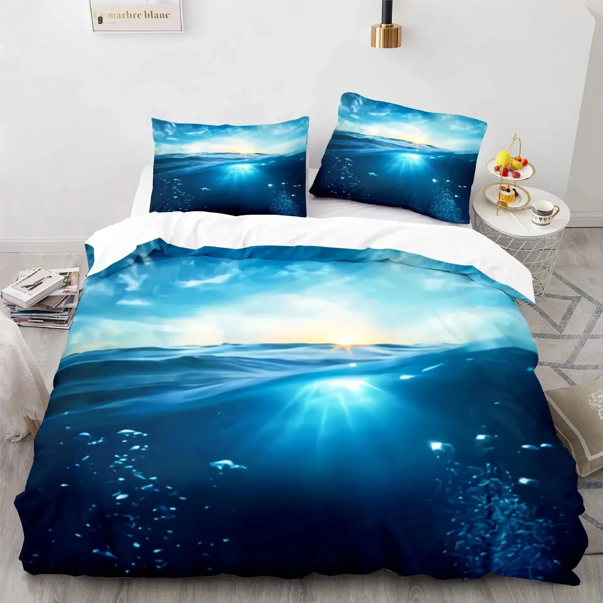 

Wave Duvet Cover Set,Sea Ocean Nautical Bedding Set Sailboat Comforter Cover,QueenKingFullTwin Size Polyester Quilt Cover029