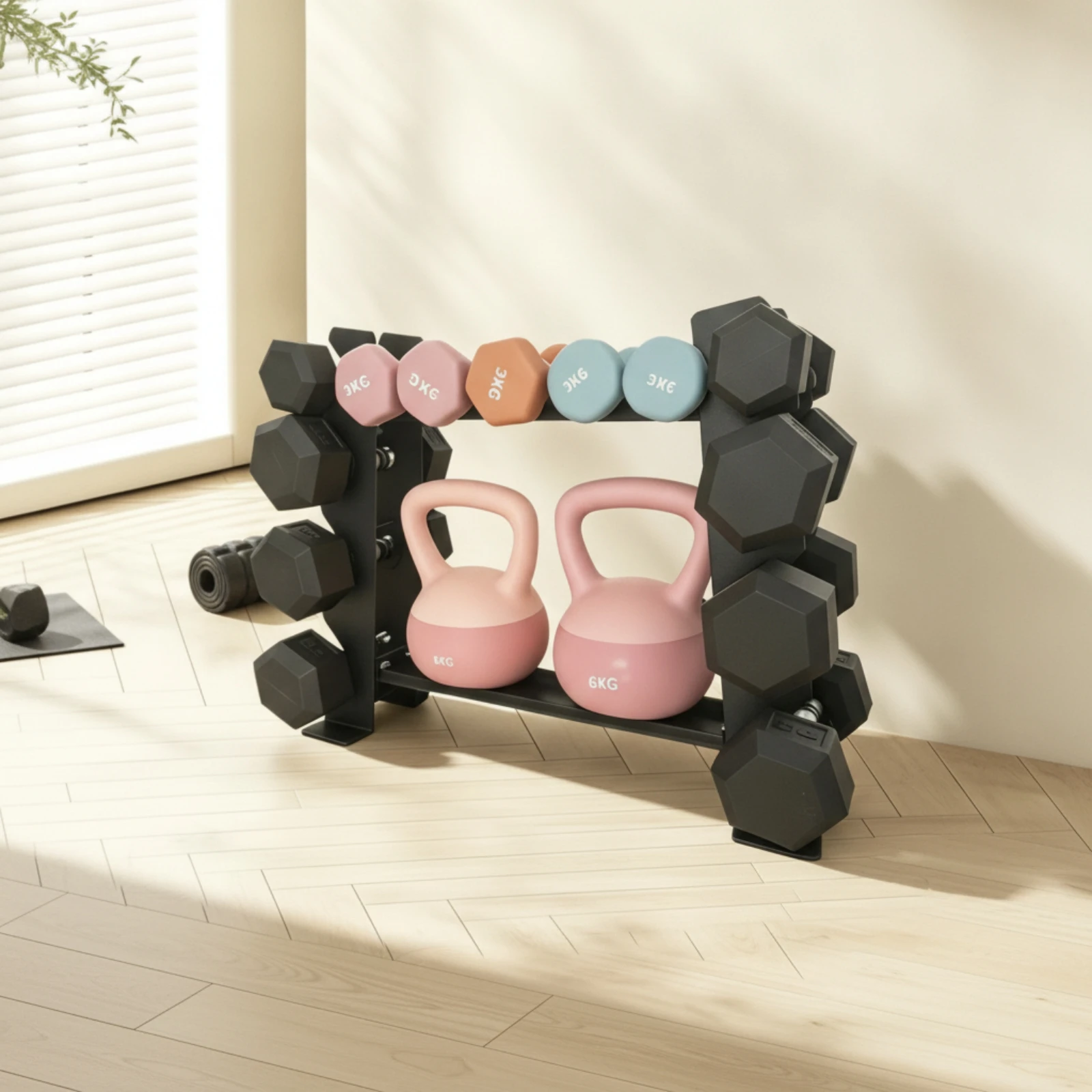 ダンベルラック 二層式ダンベル収納ラック 高耐久性 省スペー - Home Gym In Apartment のレビューと価格