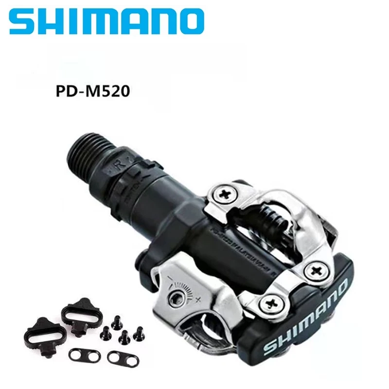 Pedal de bicicleta de montaña SHIMANO PD M520 para Deore SLX XT MTB, pies de bloqueo de bloqueo automático, piezas de bicicleta, accesorios para bicicleta