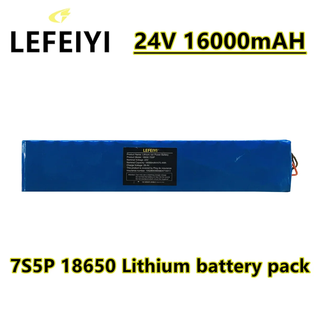 LEFEIYI 7S5P 29.4V 16Ah 24V Lithium Ion Battery Pack 18650 Lithium Rechargeable Battery Suitable for Electric Scooters, Bicycles