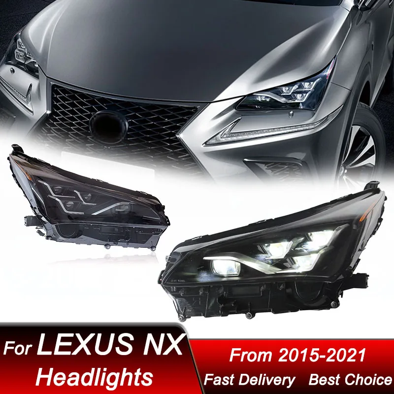 Car Headlights For Lexus NX NX200 2015-2021 4 lens full LED high style Headlamp Assembly Upgrade Projector Lens Accessories Kit