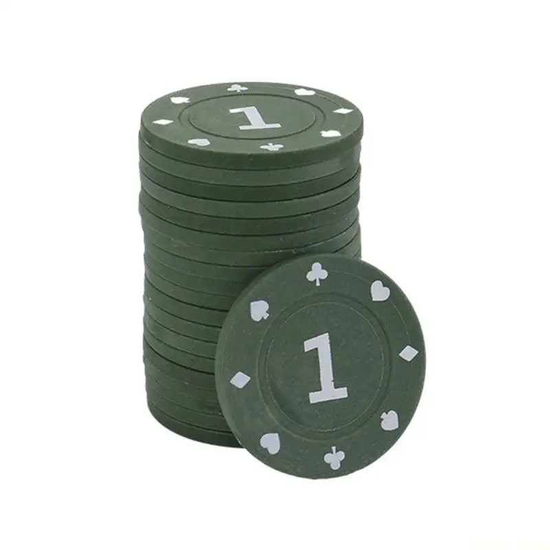 U2JB 100Pcs/pack Plastic Chip Gambling Chip Set Professional Casinos Chip European Chip Set Round Coin Set