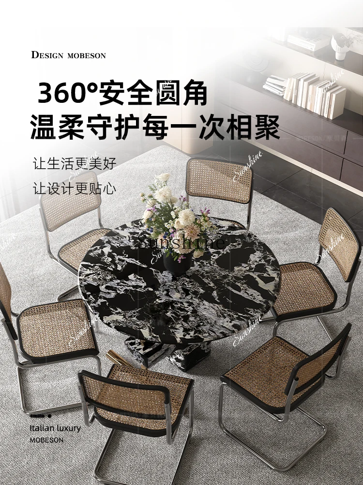 

WDesign creative light luxury small apartment round dining table household high sense