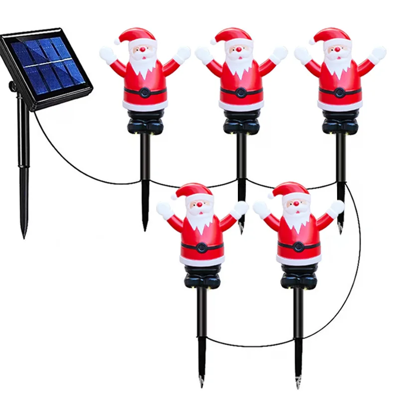 Solar-powered Santa Claus Ground Plug Light, LED Waterproof Garden Outdoor Lawn Light, Holiday Decorative Light