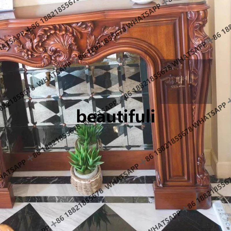 خزانة على الطراز الأوروبي على الطراز الأمريكي منحوتة لغرفة المعيشة ورف حائط وخلفية مدخل وخزانة أرضية