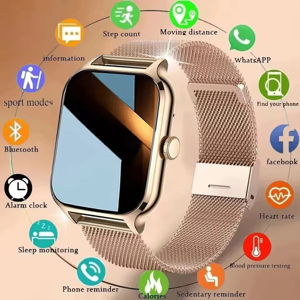 New Smart Watch Android IOS Phone 2.01 Inch Color Screen Bluetooth Call Blood Oxygen/Pressure Monitoring Smart Watch Women Men