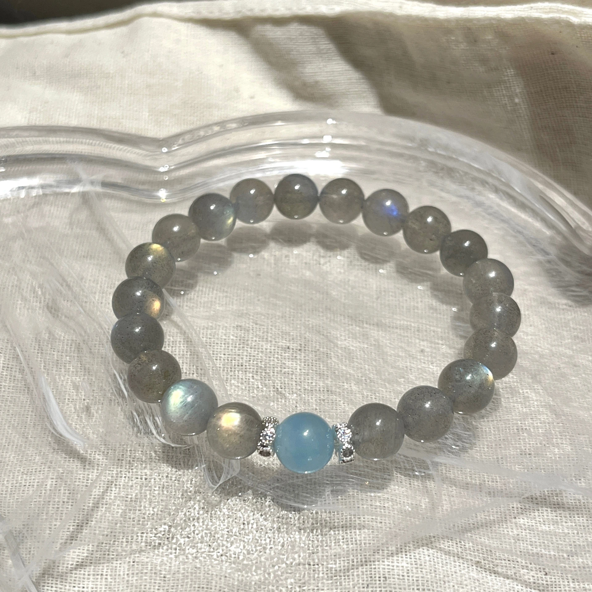 

Новый браслет в китайском стиле с глянцевыми полупрозрачными бусинами из лунного камня и аквамарина для женщин, ювелирные украшения, подарки для женщин.