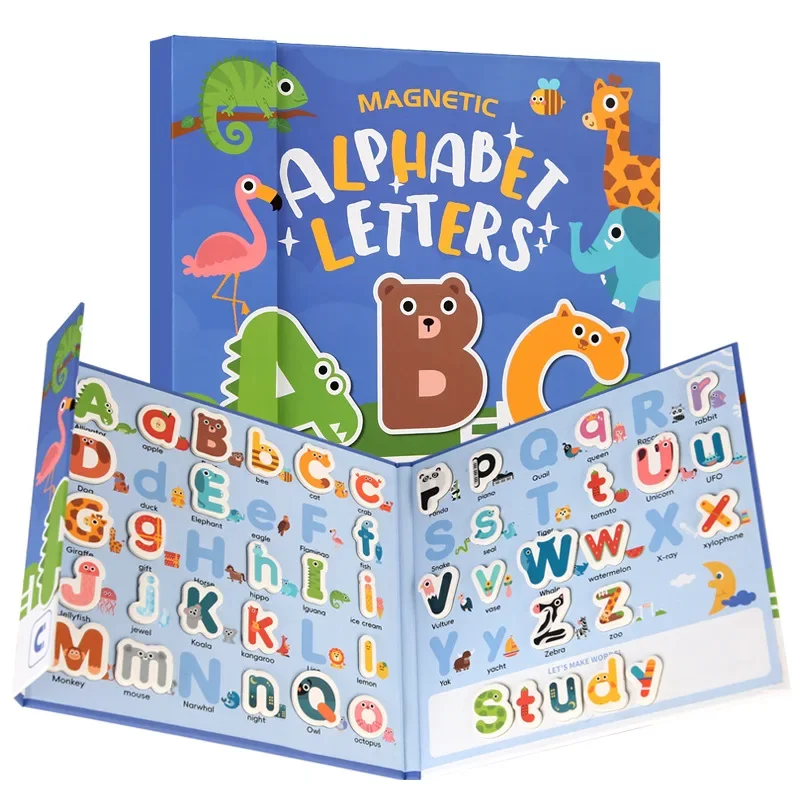 Jeu d'orthographe anglais magnétique en papier pour enfants, puzzle d'illumination, éducation précoce, jouets Montessori pratiques amusants