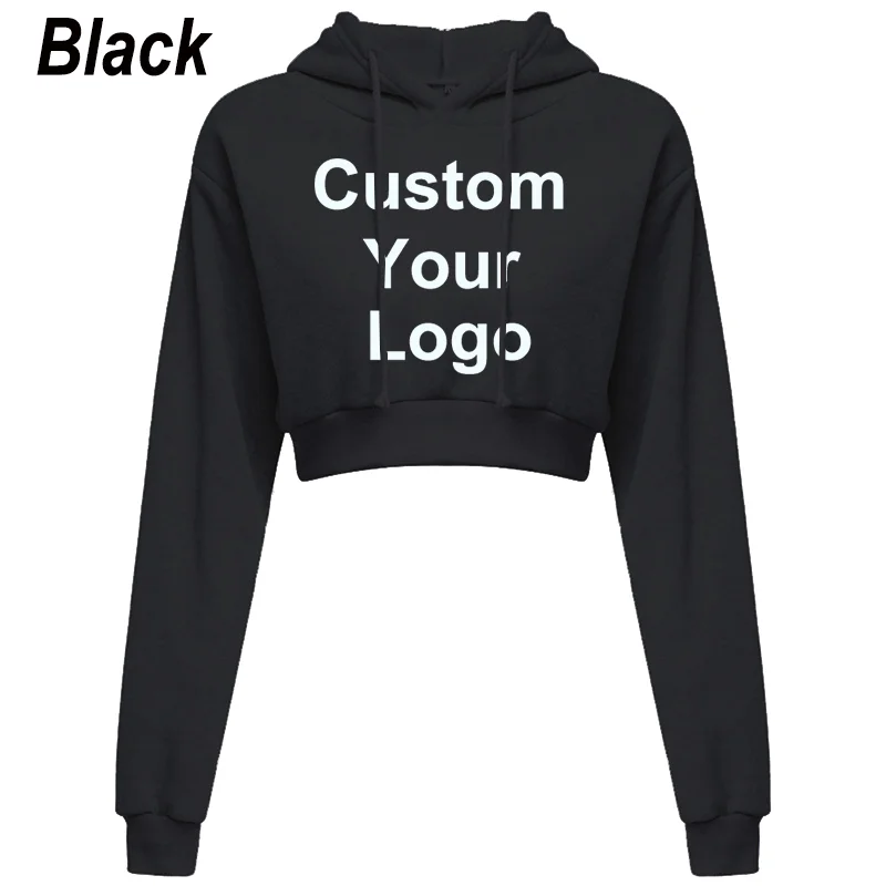 New Fashion Custom Your Logo Women Hoodie Sweatshirt Short Top Coat Sport Pullover Hooded Tops Female Autumn Winter Clothes Crop