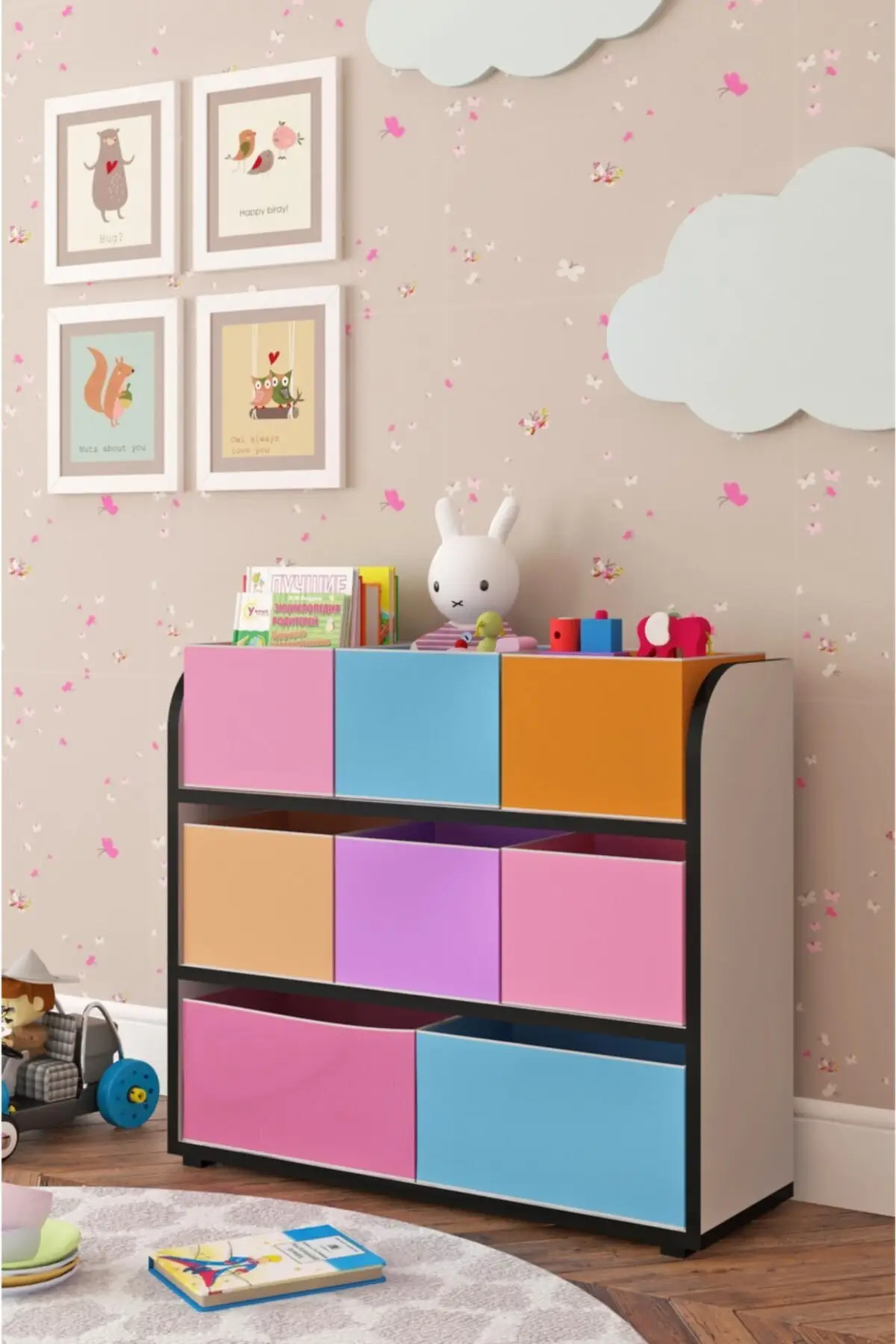 Mewah 8 Kotak 2 Rak Multi-tujuan Warna Kabinet