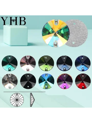 Стеклянные кристаллы YHB Rivoli для пошива - 10 мм, многоцветные — пример использования
