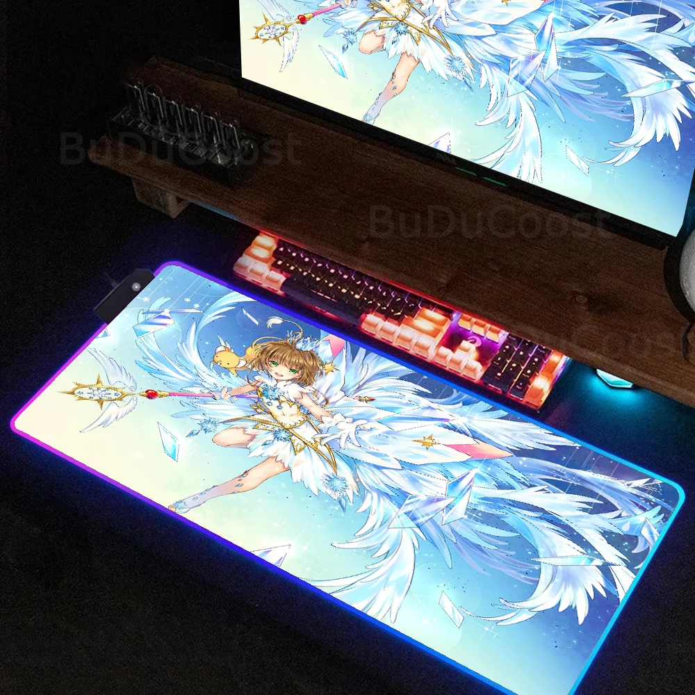 Sakura Cardcaptor variedad Sakura Anime impresión de alta definición tamaño XXL alfombrilla de ratón RGB retroiluminación Accesorios de ordenador alfombrilla de ratón