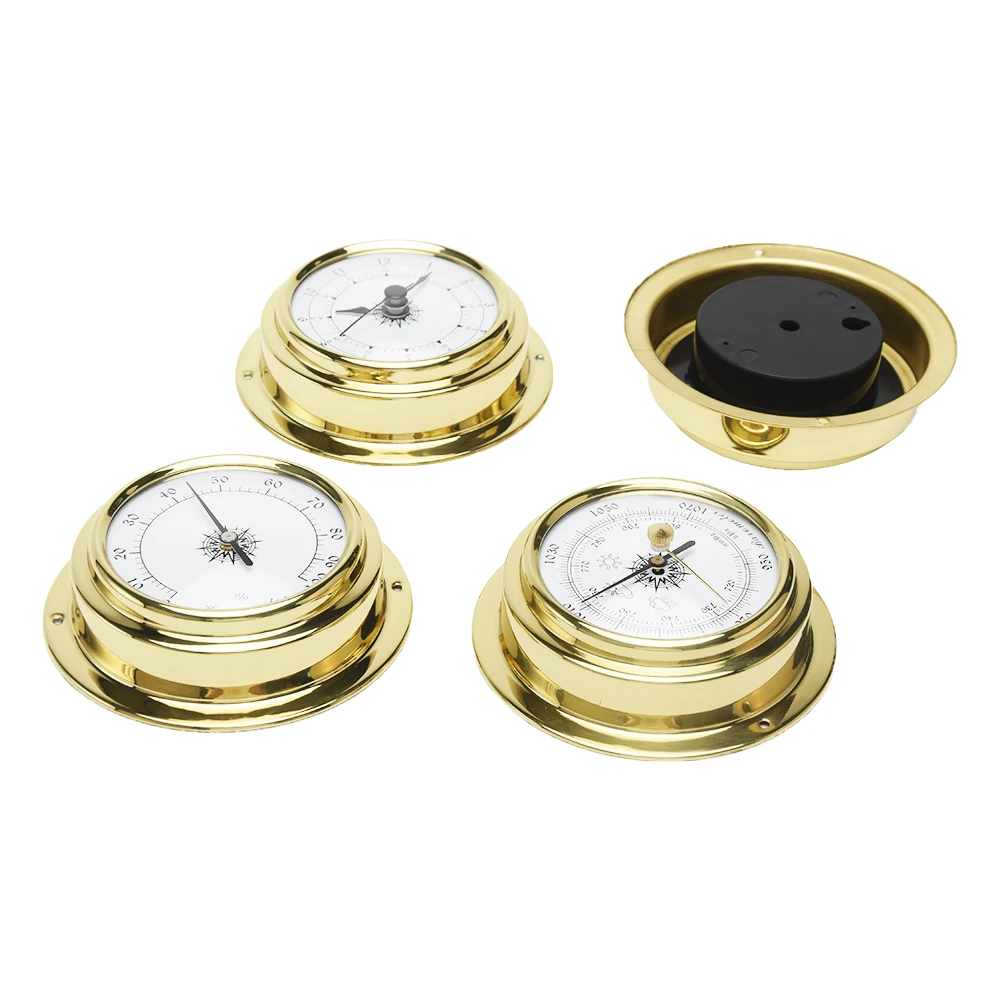 

4pcs 98mm Kit Wall Mounted Tool Weather Station Set Boat Barometer Clock Mini Thermometer Hygrometer Accessories Meter Marine