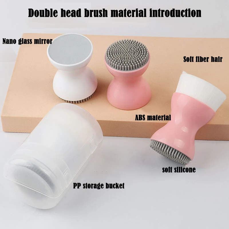 3 ألوان مزدوجة الوجهين تنظيف الوجه فرشاة تدليك يدوية للوجه شعيرات ناعمة مقشر المحمولة ماكياج أدوات غسل الوجه