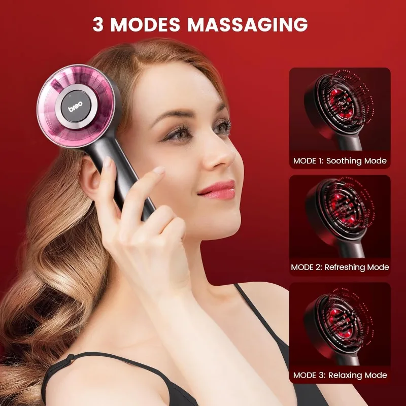 Scalp3 sikat pijat kulit kepala, pemijat kulit kepala rambut Shiatsu dengan IPX7 tahan air, pemijat elektrik tanpa kabel untuk kulit kepala & rambut