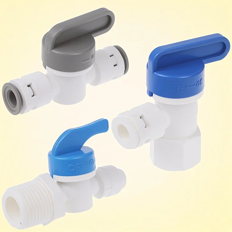 

1PCS 1/4" Ball Valve Inline Tap Quick Connect Push Fit ro Water Reverse Osmosis Ball valve Switch