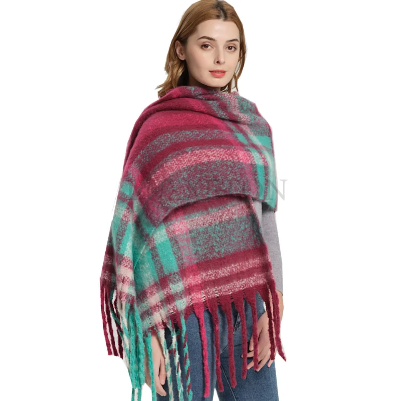 Women Winter Scarf Cashmere Warm Pashmina Rainbow Foulard Female Scarves Wraps Thick Hijab Soft Bufanda Tassels Shawl Long Stole