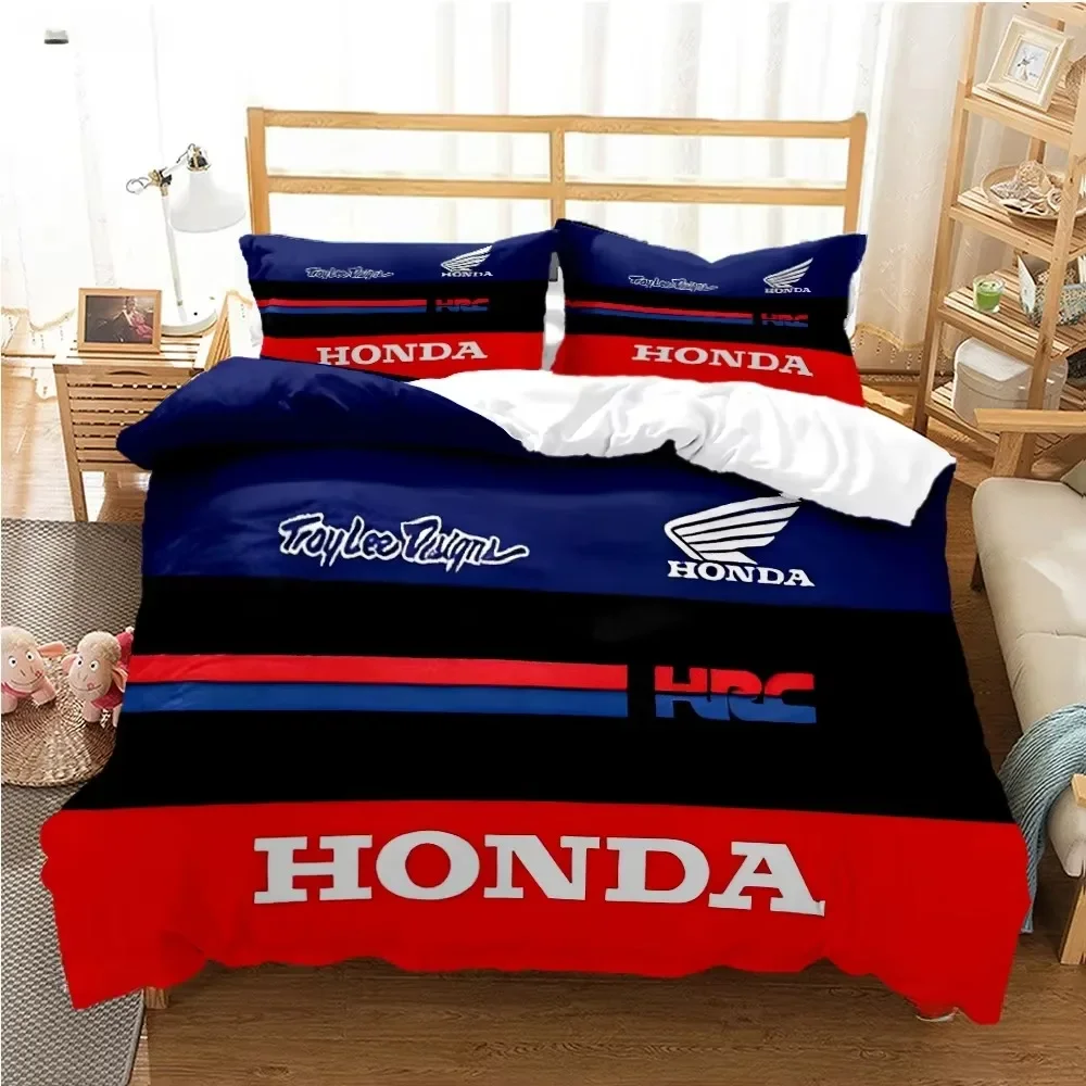 HRC-HONDA Motorcycle logo Duvet Cover Comforter Bedding sets Soft Quilt Cover and Pillowcases for Teens Single Double Queen King