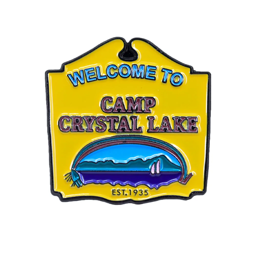 مرحبا بكم في كامب كريستال ليك بروش أفلام الرعب الجمعة الطرفية المينا دبوس الخبز الطلاء شخصية شارة سبيكة الملحقات