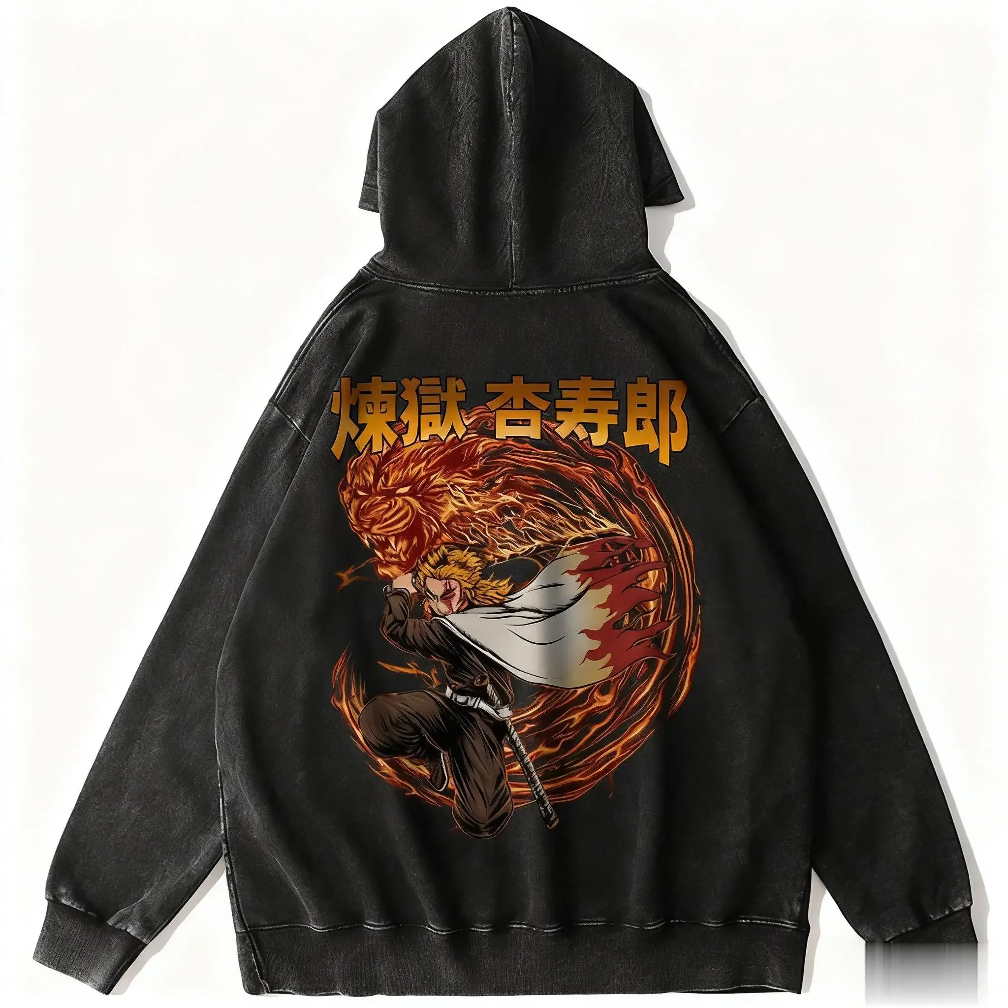 

Demon Slayer Anime Hoodie Vintage Wash Men Women Pullover Hip Hop Streetwear Oversized Casual Hooded Sweatshirt Y2k Top Harajuku