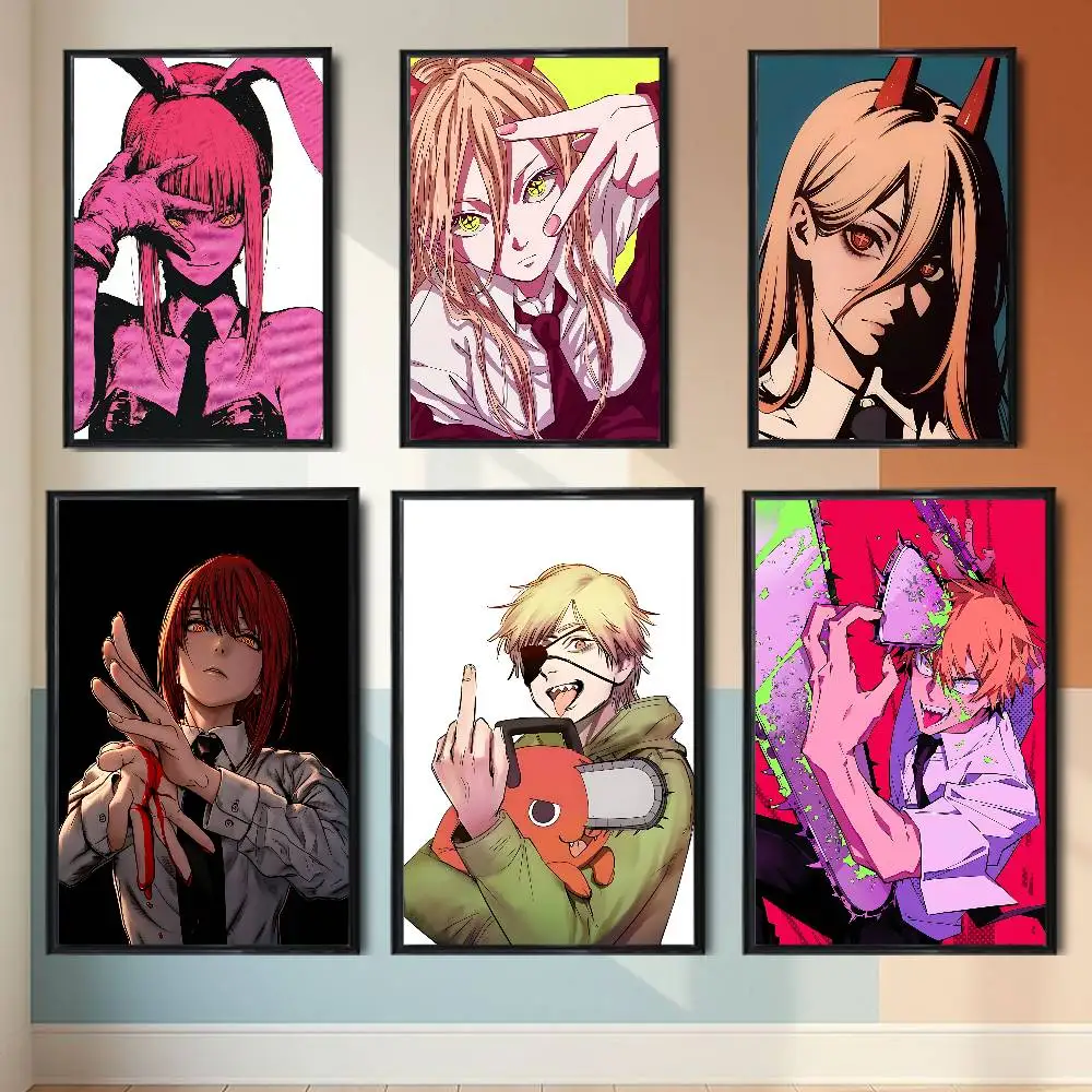 Denji Power Makima Chainsaw Man High Quality Dorm Living Room Aesthetic Wall Decoration Painting Poster Stickers Gift