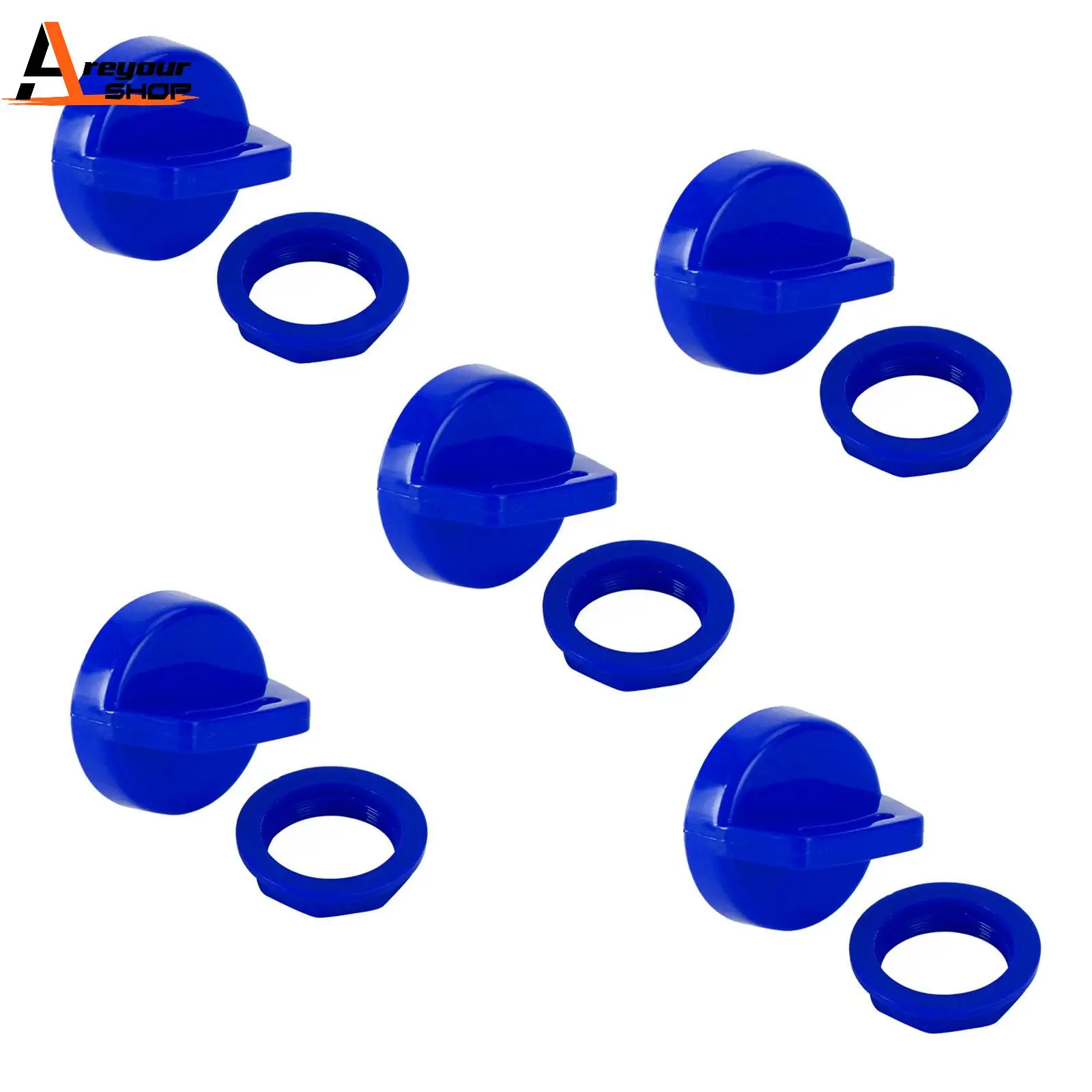 Areyourshop 5 Pack Blue Ignition Key Cover w/Nut For Polaris RZR XP 570 800 900 1000 5433534 Motor Accessories