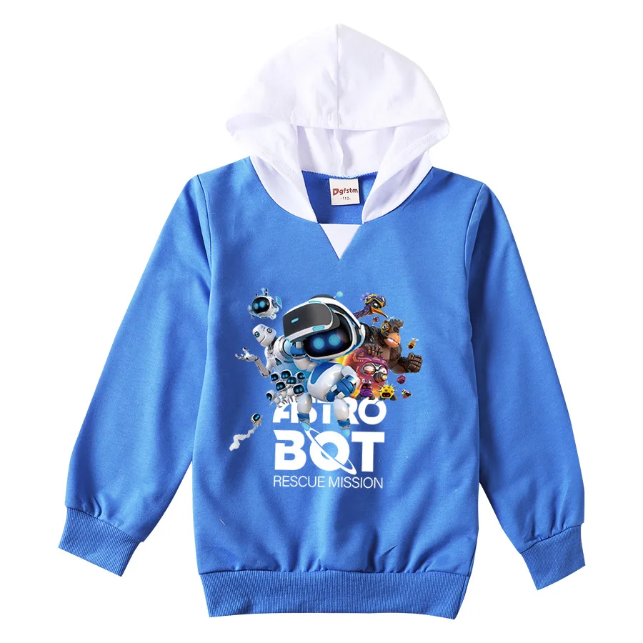 

New Game ASTRO BOT Clothes Kids Cartoon Astros Playroom Anime Hoodie Toddler Boys Hooded Outerwear Baby Girls Casual Sweatshirts