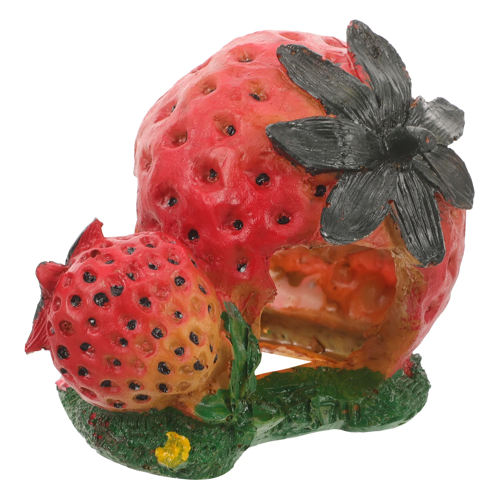 Creative Hiding Place Strawberry Reptile Cave Resin Turtle Basking Platform Suitable Various Pets Safe Comfortable