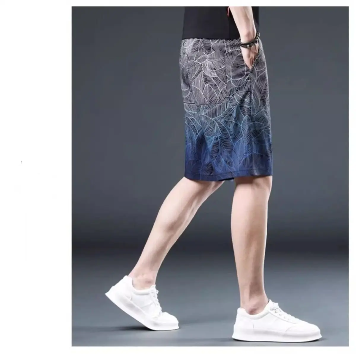 Gradient Color Men Summer 2025 New Loose Five-point Beach Pants