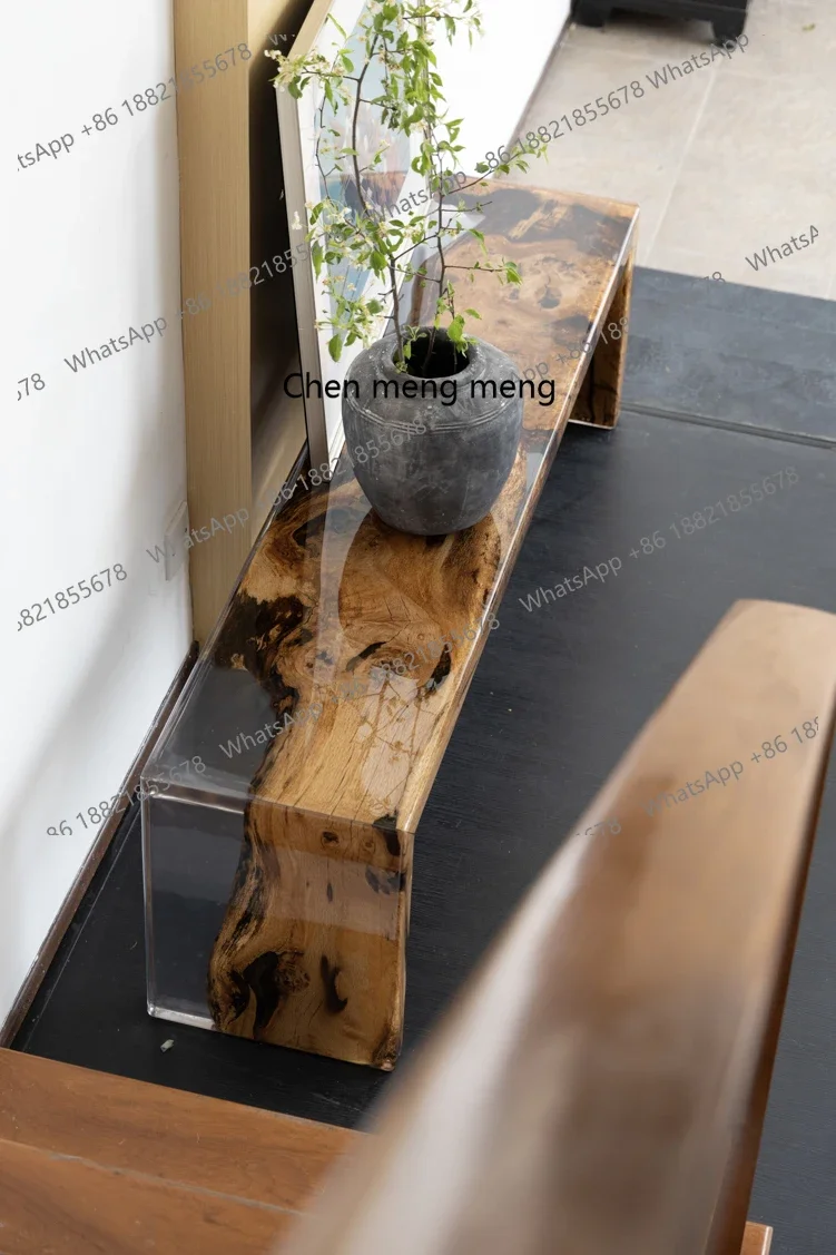 

Camphor wood amber resin bench edge several large horizontal hall shoe change stool coffee table