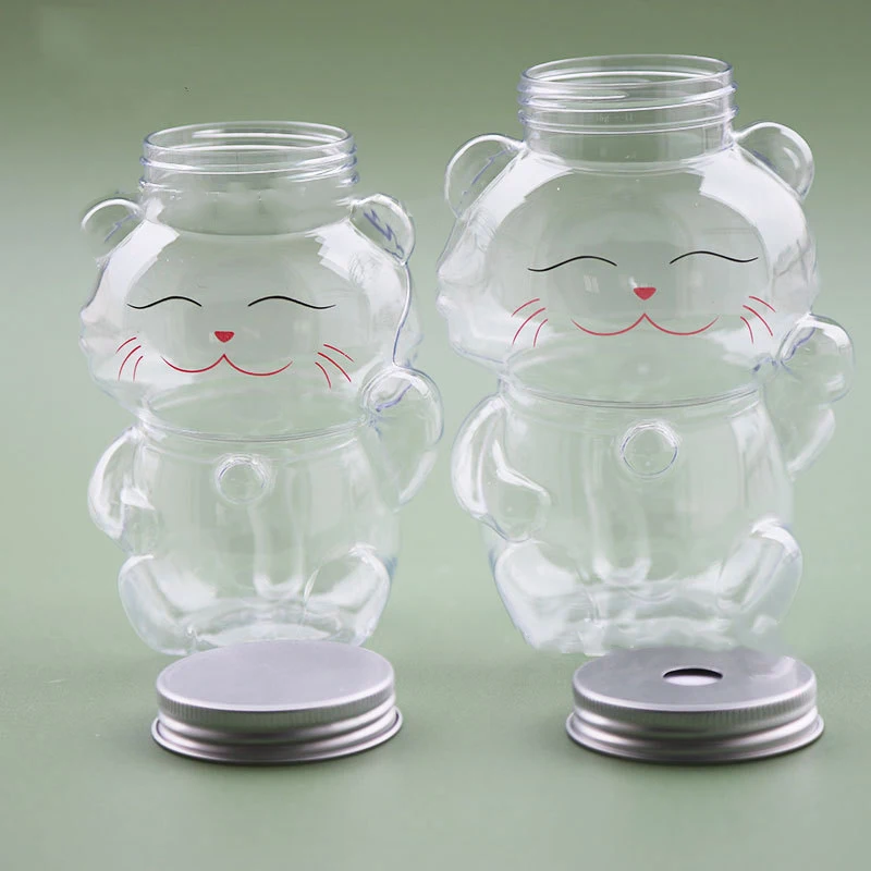 Милая бутылка для воды Lucky Cat, прозрачная бутылка для сока, напитка, бутылка для чая с молоком, кофе, сок, горловина, чашка для питья