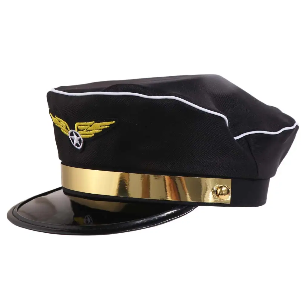 

Costume Prop Pilot Hat Airline Theme Men Uniforms Air Force Cap Fancy Dress Navy Marine Uniform Pilot Cap Stage Perform