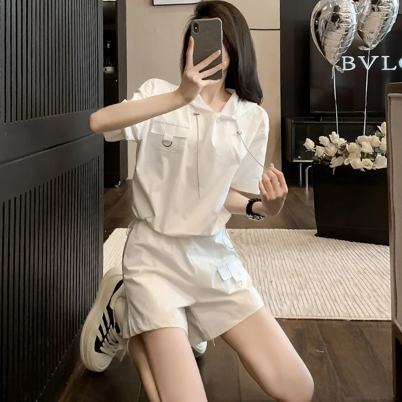 

Women's Summer 2026 New Arrival Petite Casual Fashion Slimming High Waist Loose Shorts Sports Suit Set