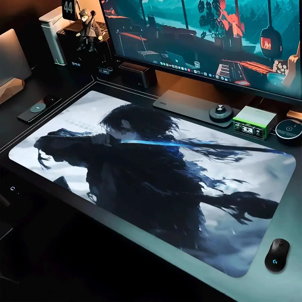 Tapete de mouse com estampa de espadachim vibrante, fundo de borracha antiderrapante, lavável, perfeito para trabalho, jogos e mesas de escritório