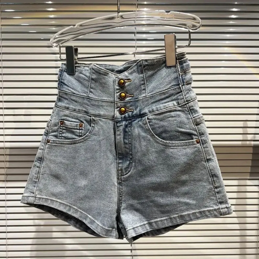 Nuovi pantaloncini di Jeans alla moda estate a vita alta da donna Design Sense pantaloni corti da ragazza piccanti moda Ultra Hig vita a-line Jeans