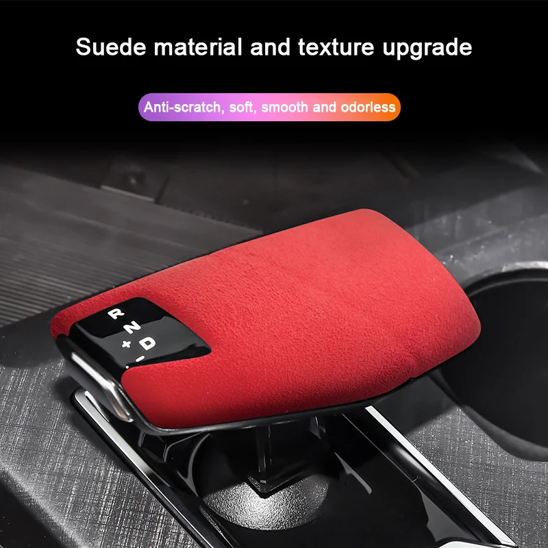 For Changan UNIV UNI-V 2024 2023 2022 Suede Leather Car Gear Shift Grip Head Knob Cover Cap Protective Mat Interior Accessories