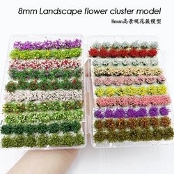 49 pçs/caixa 8mm modelo flor cluster paisagem jardim decoração estática grama cenário modelo tufo de grama diy layout de construção 15 cores