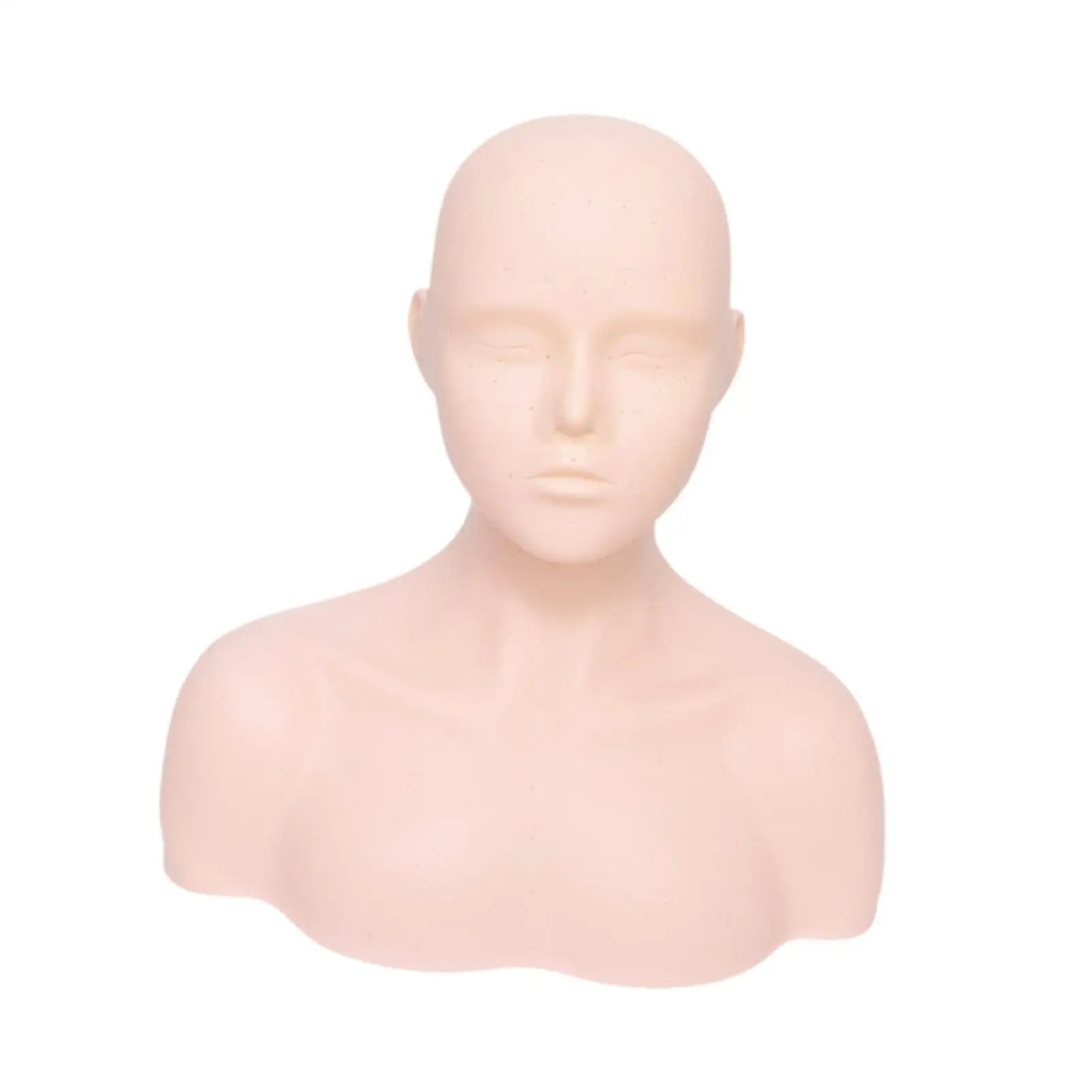 

Massage Practice Head Eyelash Doll Head with Shoulders Multipurpose Soft Shoulder Massage Mannequin Head for Beauty Makeup