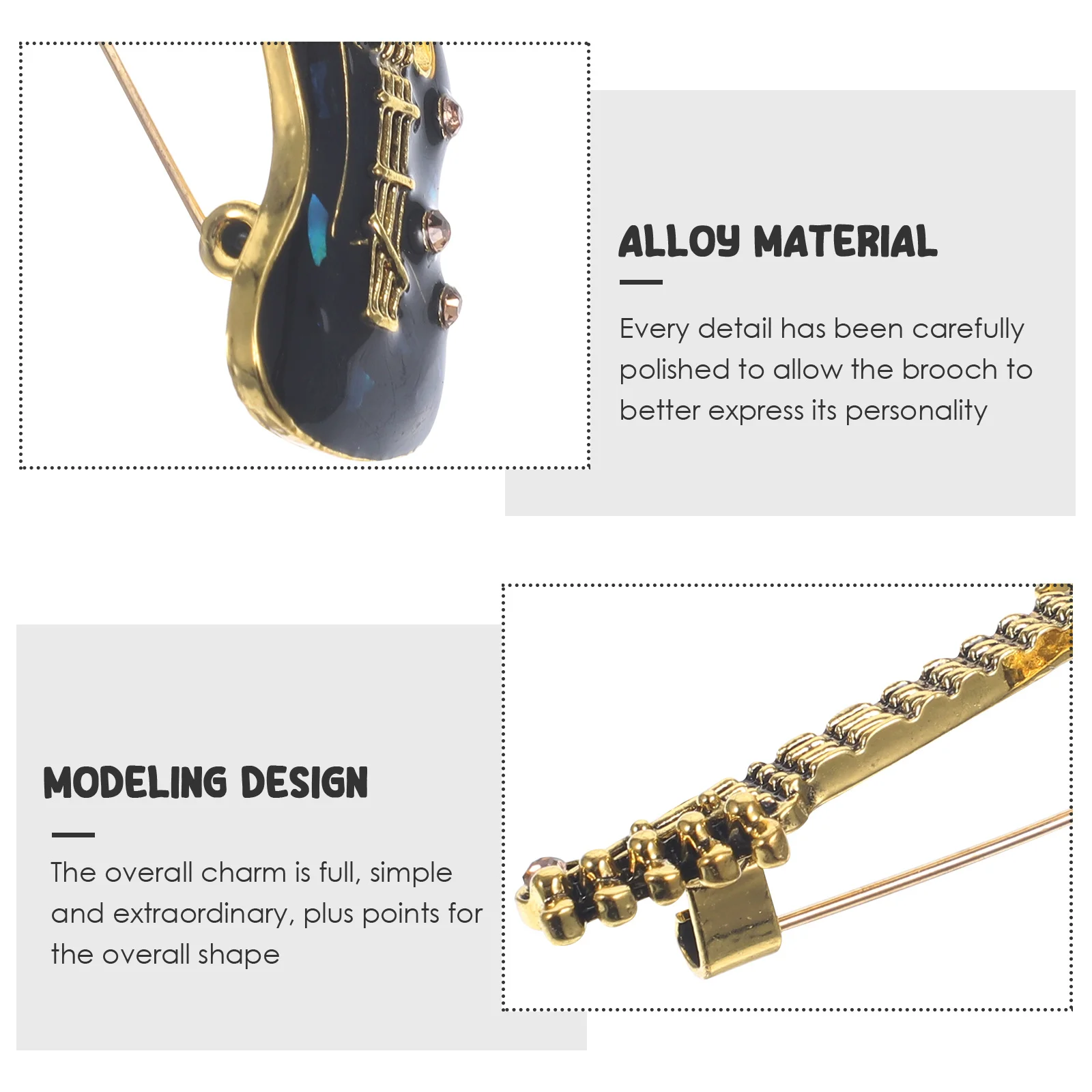 

Guitar Shaped Brooch Pin Metal Lapel Pin Clothing Decorative Festival Party Gift for Women Men Holiday Brooches for Women