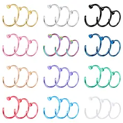 Drperfect 20G 316L Stainless Steel Nose Ring Hoop Nostril Piercing for Women Men Colored Helix Cartilage Earrings Body Jewelry